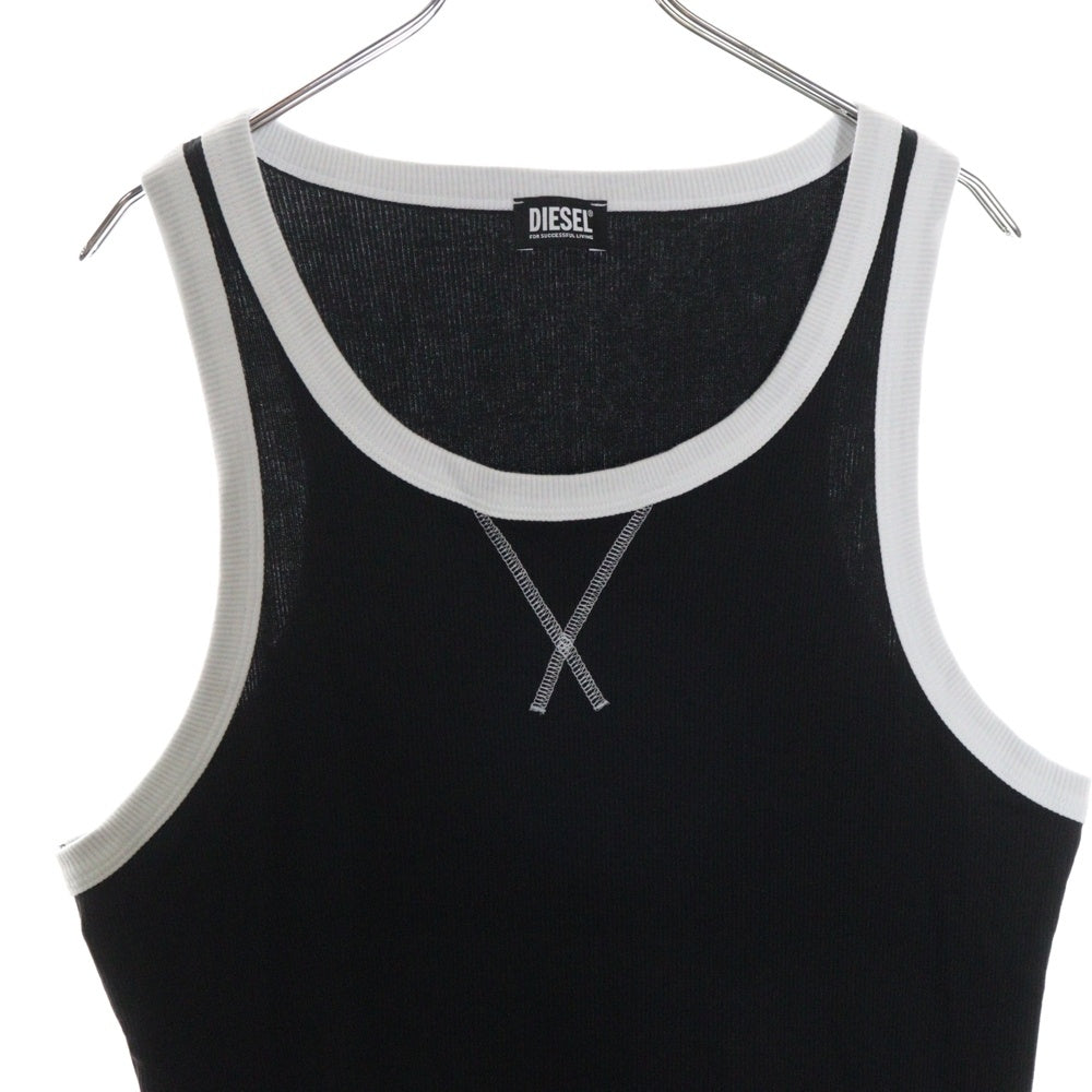 DIESEL(ディーゼル) タンクトップ ブラック×ホワイト コットン