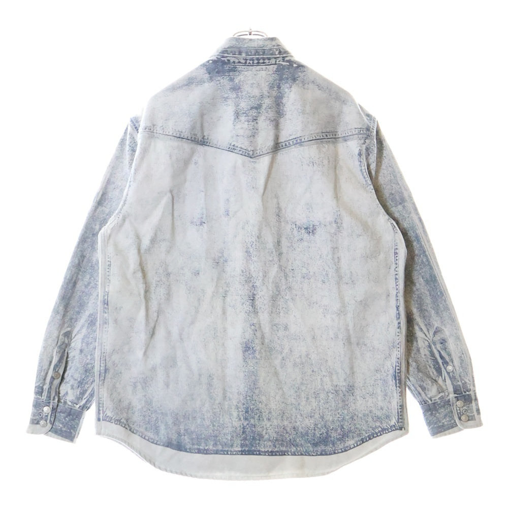 DIESEL(ディーゼル) D OCEAN ロゴ刺繍 転写プリント オーバーサイズ スナップボタン デニム トラッカージャケット グレー A09344