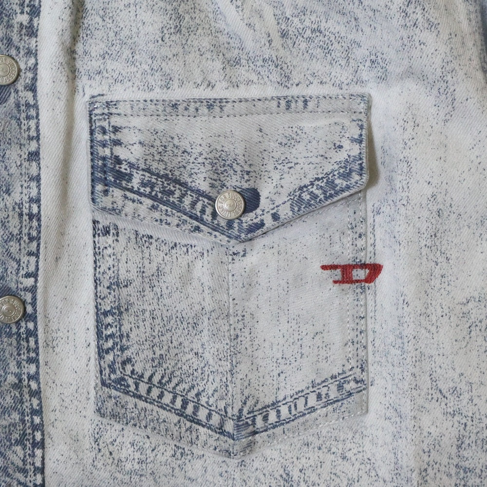 DIESEL(ディーゼル) D OCEAN ロゴ刺繍 転写プリント オーバーサイズ スナップボタン デニム トラッカージャケット グレー A09344
