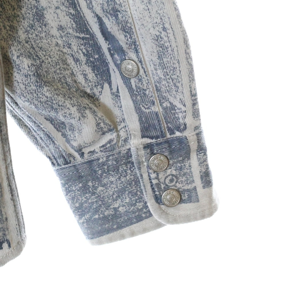 DIESEL(ディーゼル) D OCEAN ロゴ刺繍 転写プリント オーバーサイズ スナップボタン デニム トラッカージャケット グレー A09344