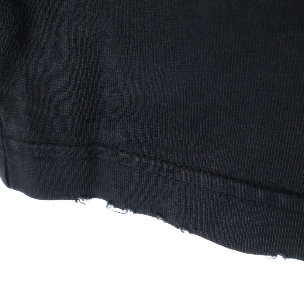 BALENCIAGA(バレンシアガ) 23SS ダメージ加工 カレッジロゴプリント 半袖Tシャツ カットソー ブラック 739784