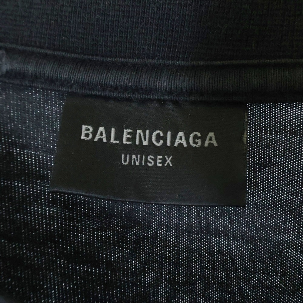 BALENCIAGA(バレンシアガ) 23SS ダメージ加工 カレッジロゴプリント 半袖Tシャツ カットソー ブラック 739784