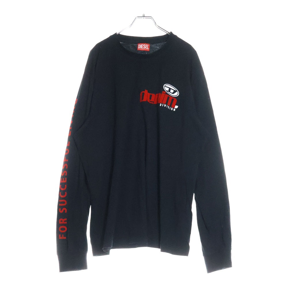 DIESEL(ディーゼル) アームデザイン Dロゴ 長袖Tシャツ ロンT ブラック A11370