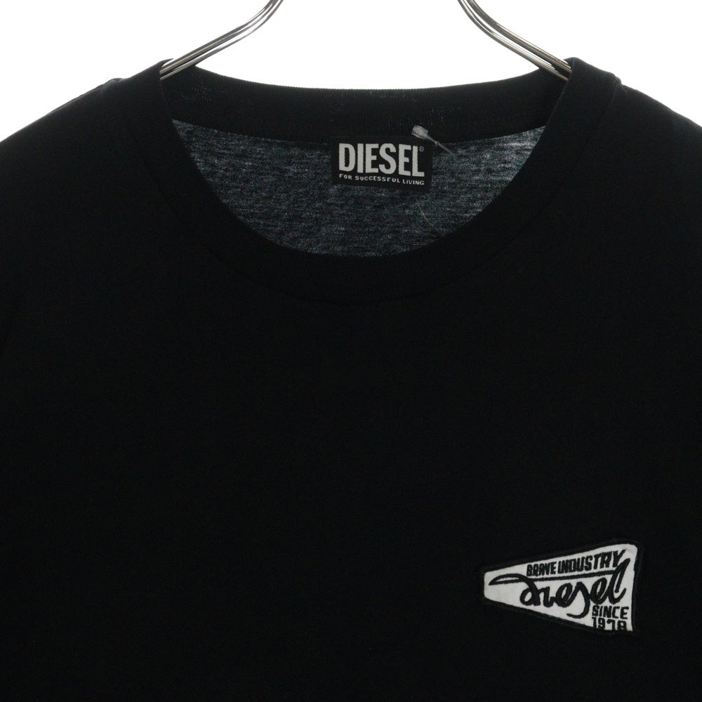 DIESEL(ディーゼル) T-DIEGOR-K75 ワッペンロゴ コットンクルーネックカットソー 半袖Tシャツ ブラック A12503 0GRAI