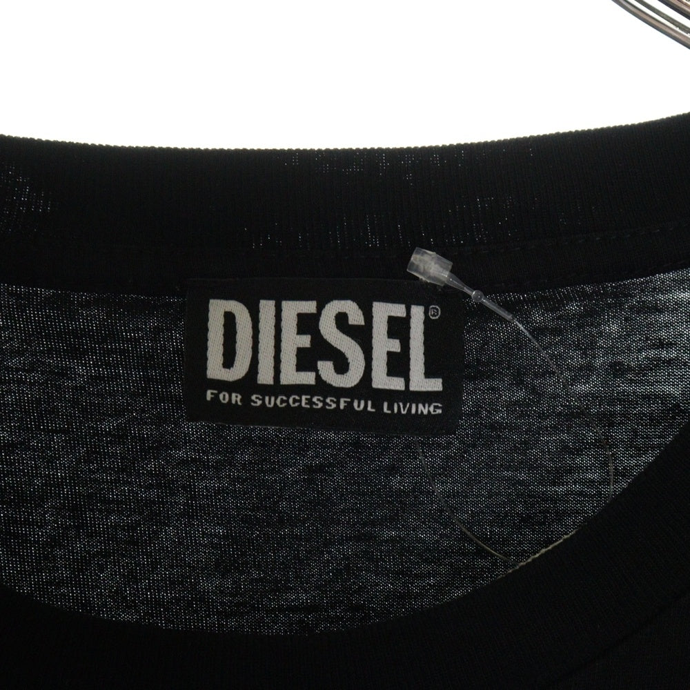 DIESEL(ディーゼル) T-DIEGOR-K75 ワッペンロゴ コットンクルーネックカットソー 半袖Tシャツ ブラック A12503 0GRAI