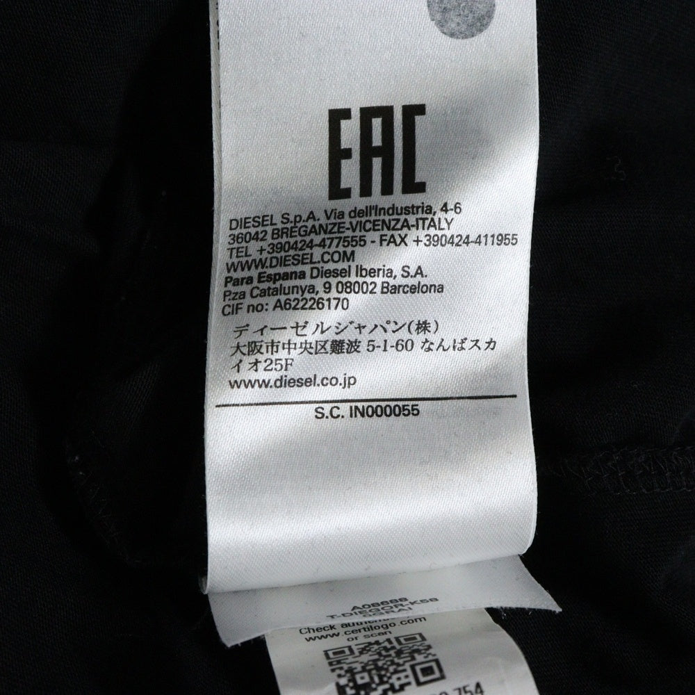 DIESEL(ディーゼル) T-DIEGOR-K75 ワッペンロゴ コットンクルーネックカットソー 半袖Tシャツ ブラック A12503 0GRAI
