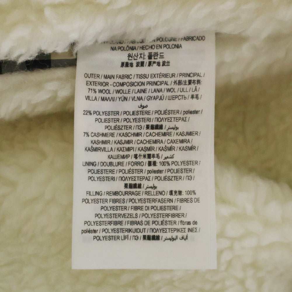BURBERRY(バーバリー) AUSTREL ロゴ刺繍 ボア ノバチェックライニング カシミヤ ジップアップ フーデッドジャケット パーカー ホワイト レディース 8072060