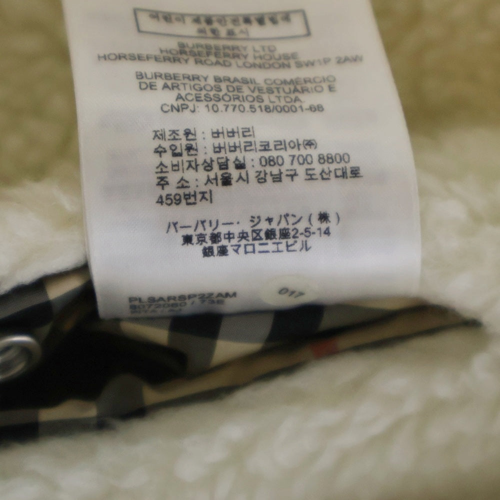BURBERRY(バーバリー) AUSTREL ロゴ刺繍 ボア ノバチェックライニング カシミヤ ジップアップ フーデッドジャケット パーカー ホワイト レディース 8072060