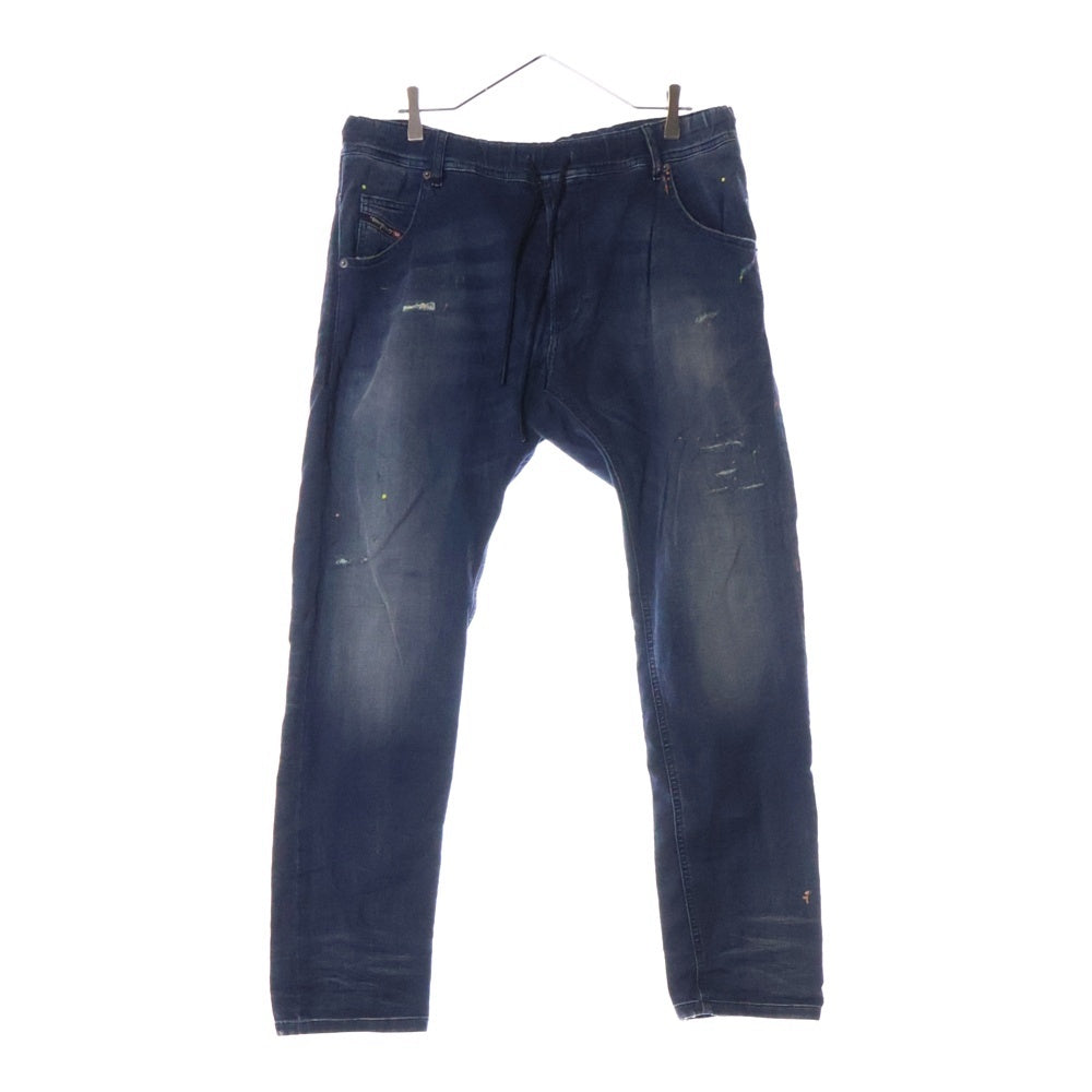 DIESEL(ディーゼル) KROOLEY-NE ダメージ加工 ジョガー ジーンズ スウェットパンツ インディゴ R96QH