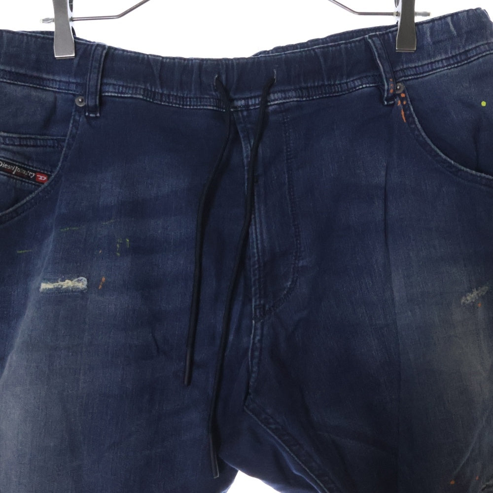 DIESEL(ディーゼル) KROOLEY-NE ダメージ加工 ジョガー ジーンズ スウェットパンツ インディゴ R96QH