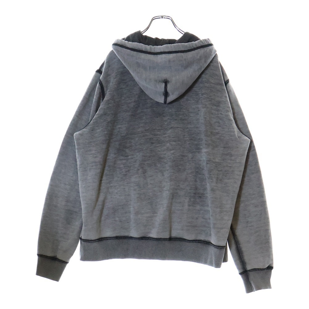DIESEL(ディーゼル) S-GINN-HOOD-ZIP-L1 ロゴプリント ジップアップ スウェットパーカー フーディー グレー 0IJAT