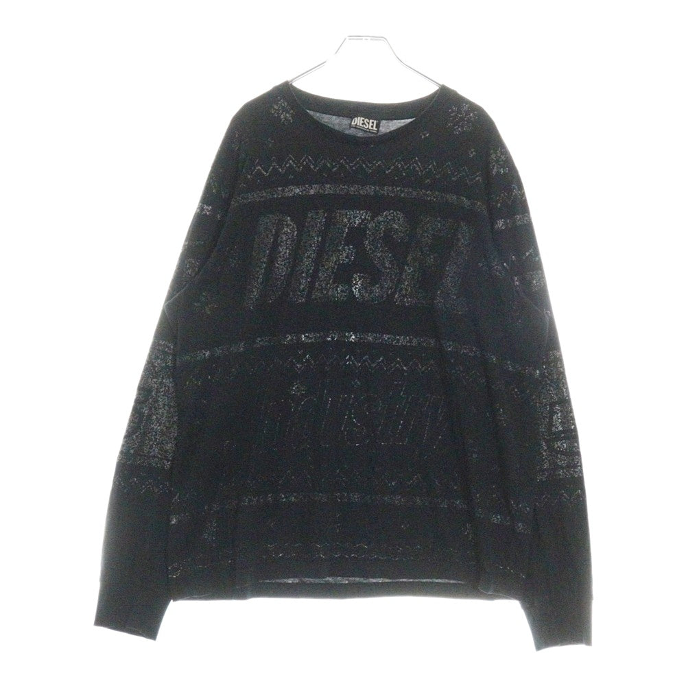 DIESEL(ディーゼル) T-JUST-LS-CX11 ロゴプリント ロングスリーブ 長袖Tシャツ カットソー ブラック RPATI
