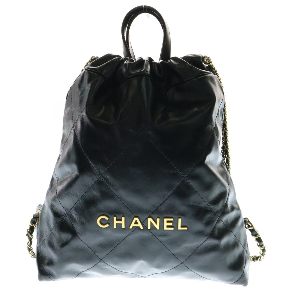 CHANEL(シャネル) シャネル22 リュック バックパック ブラック レザー ゴールド金具 AS3313