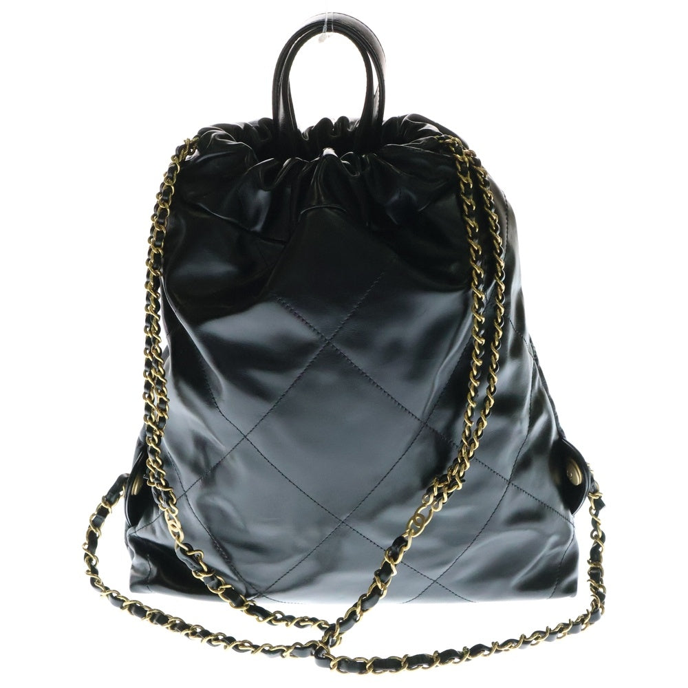 CHANEL(シャネル) シャネル22 リュック バックパック ブラック レザー ゴールド金具 AS3313