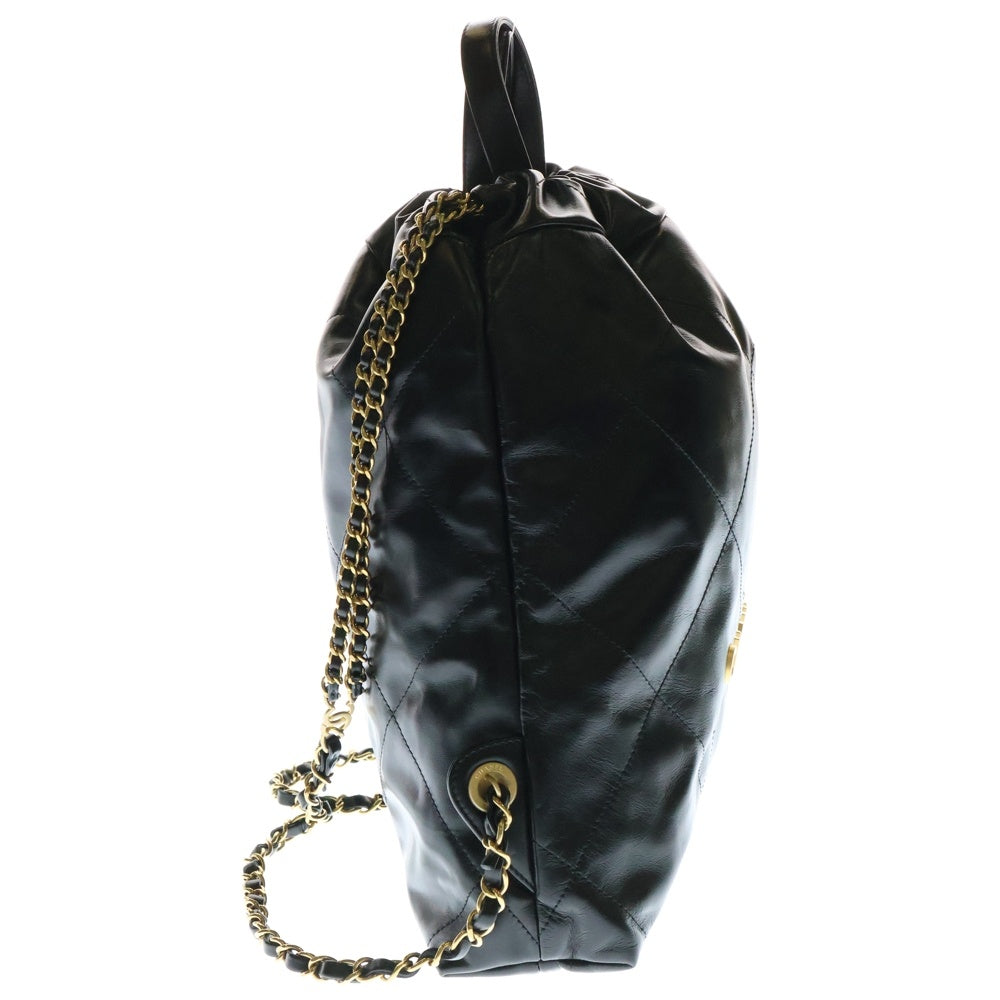 CHANEL(シャネル) シャネル22 リュック バックパック ブラック レザー ゴールド金具 AS3313