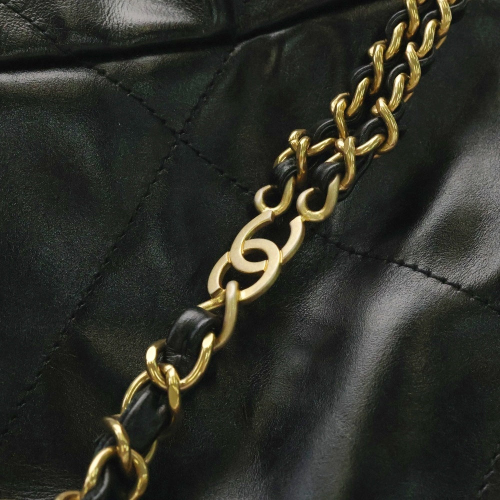 CHANEL(シャネル) シャネル22 リュック バックパック ブラック レザー ゴールド金具 AS3313