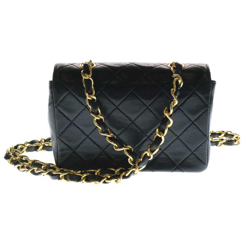 CHANEL(シャネル) ミニマトラッセ14 ココマーク チェーンショルダーバッグ ミニバッグ Sフラップ Sチェーン ラムスキン ブラック ゴールド金具