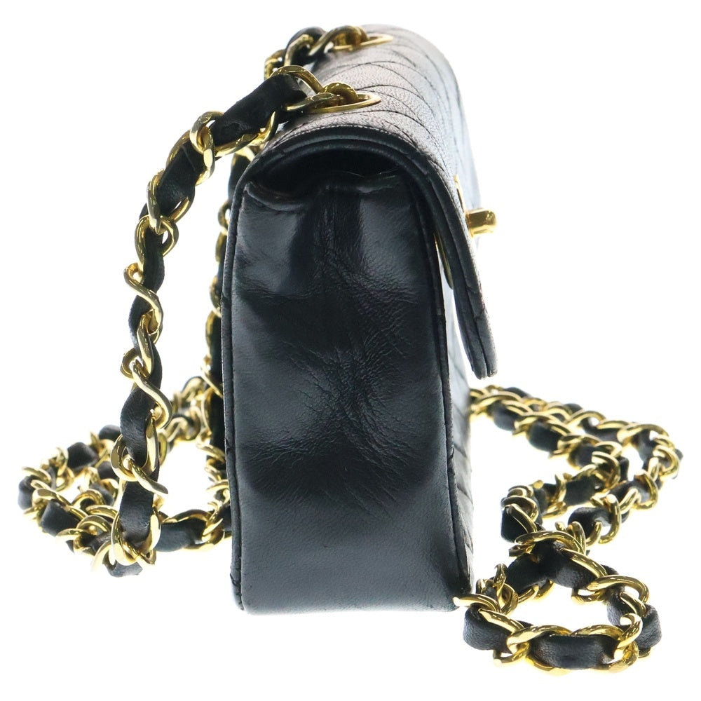CHANEL(シャネル) ミニマトラッセ14 ココマーク チェーンショルダーバッグ ミニバッグ Sフラップ Sチェーン ラムスキン ブラック ゴールド金具