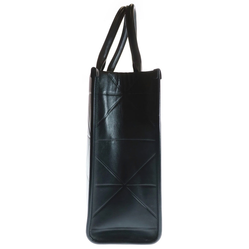 PRADA(プラダ) シンボル トップステッチ ロゴプレート ミディアム カーフレザー ハンド トートバッグ ゴールド金具 ブラック 1BA396