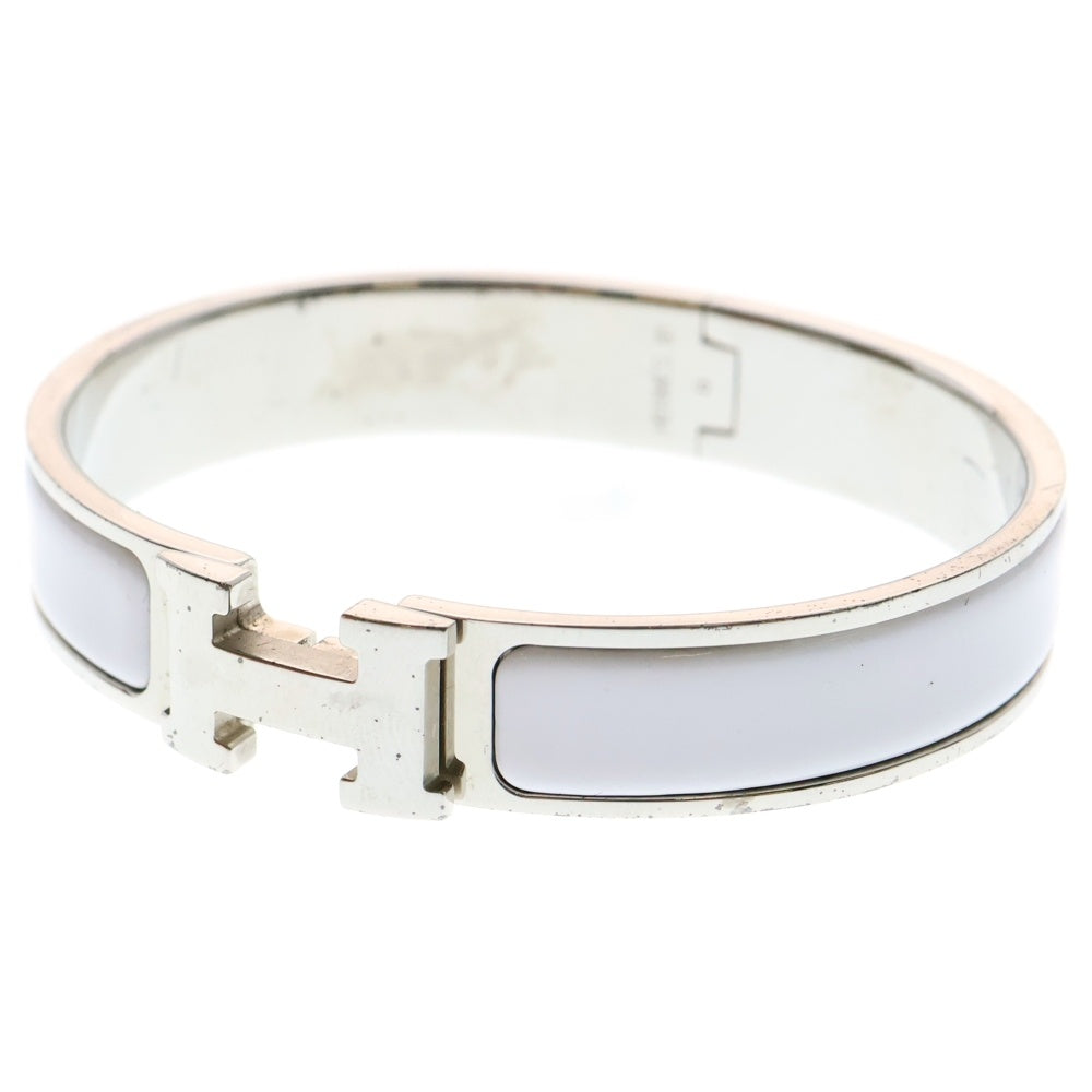 HERMES(エルメス) クリッククラックPM バングル ブレスレット シルバー×ホワイト メタル