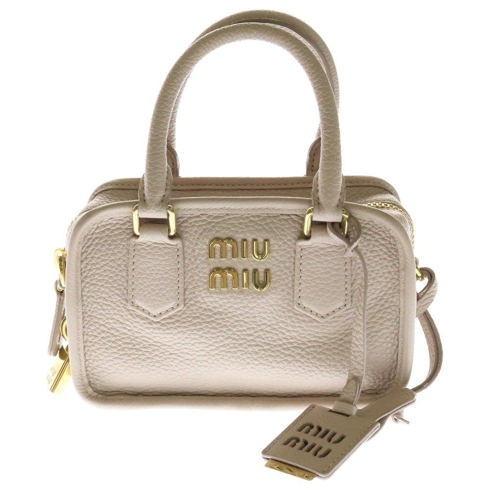 miumiu(ミュウミュウ) アルカディ 2wayハンドバッグ ショルダーバッグ ピンクベージュ レザー 5BB123