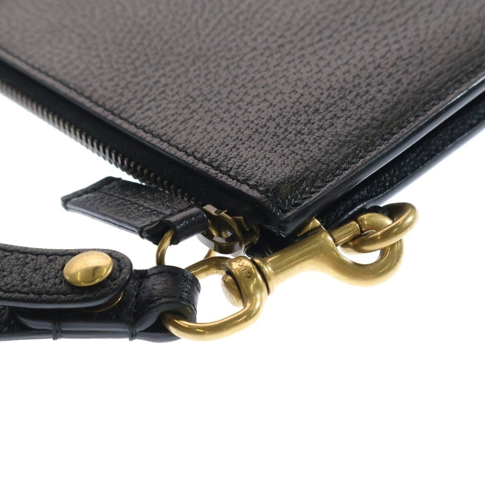 GUCCI(グッチ) ビー 蜂 セカンドバッグ クラッチバッグ ケース ブラック ゴールド金具 レザー 523684
