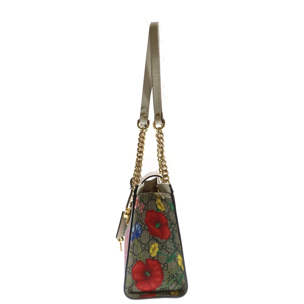 GUCCI(グッチ) GGスプリーム パドロック スモール チェーン 2wayバッグ ショルダーバッグ PVCレザー ベージュ×ネイビー 498156