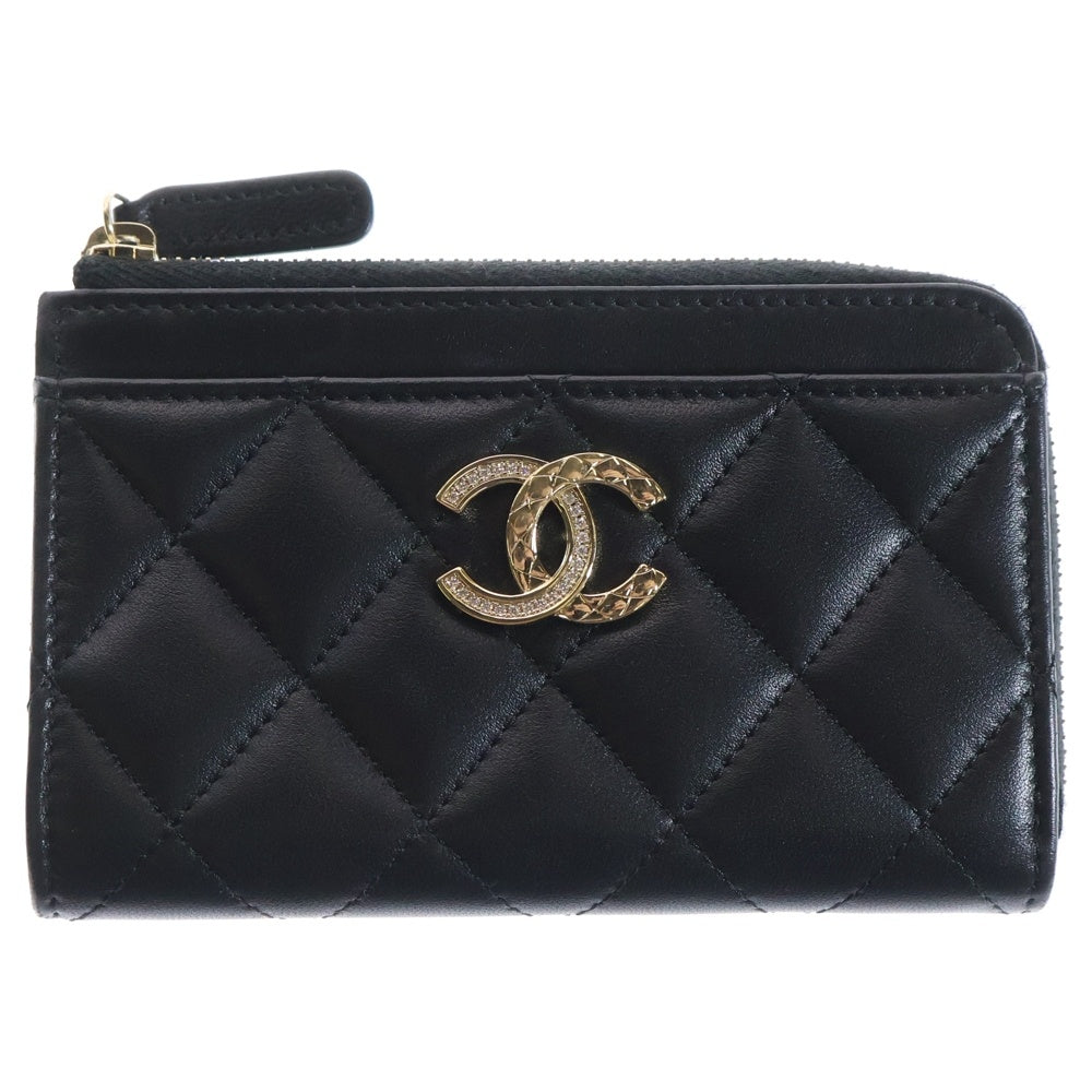 CHANEL(シャネル) マトラッセ ココマーク フラグメントケース カードケース 名刺入れ 小物入れ ブラック ゴールド金具 ラムスキン AP4344