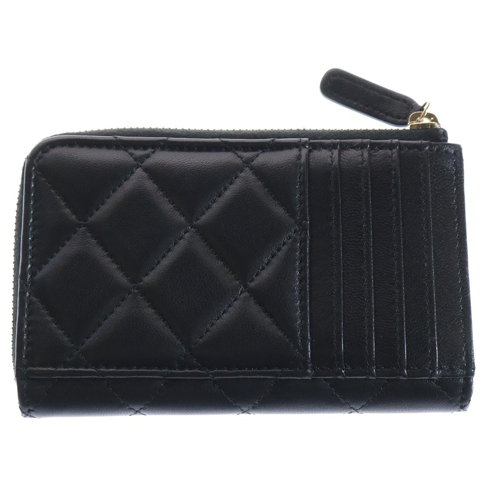 CHANEL(シャネル) マトラッセ ココマーク フラグメントケース カードケース 名刺入れ 小物入れ ブラック ゴールド金具 ラムスキン AP4344