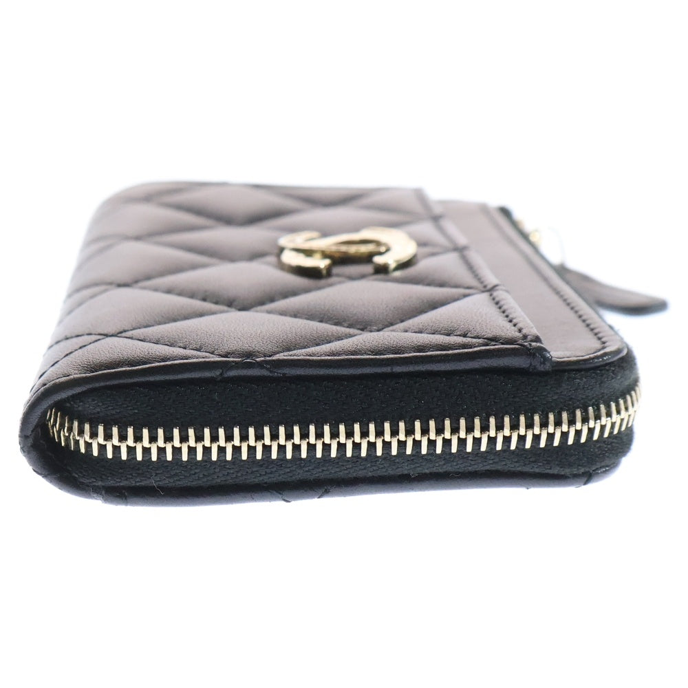 CHANEL(シャネル) マトラッセ ココマーク フラグメントケース カードケース 名刺入れ 小物入れ ブラック ゴールド金具 ラムスキン AP4344