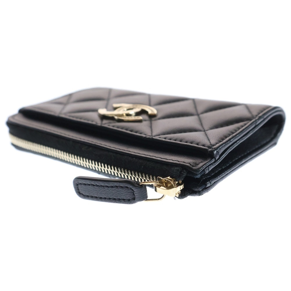 CHANEL(シャネル) マトラッセ ココマーク フラグメントケース カードケース 名刺入れ 小物入れ ブラック ゴールド金具 ラムスキン AP4344