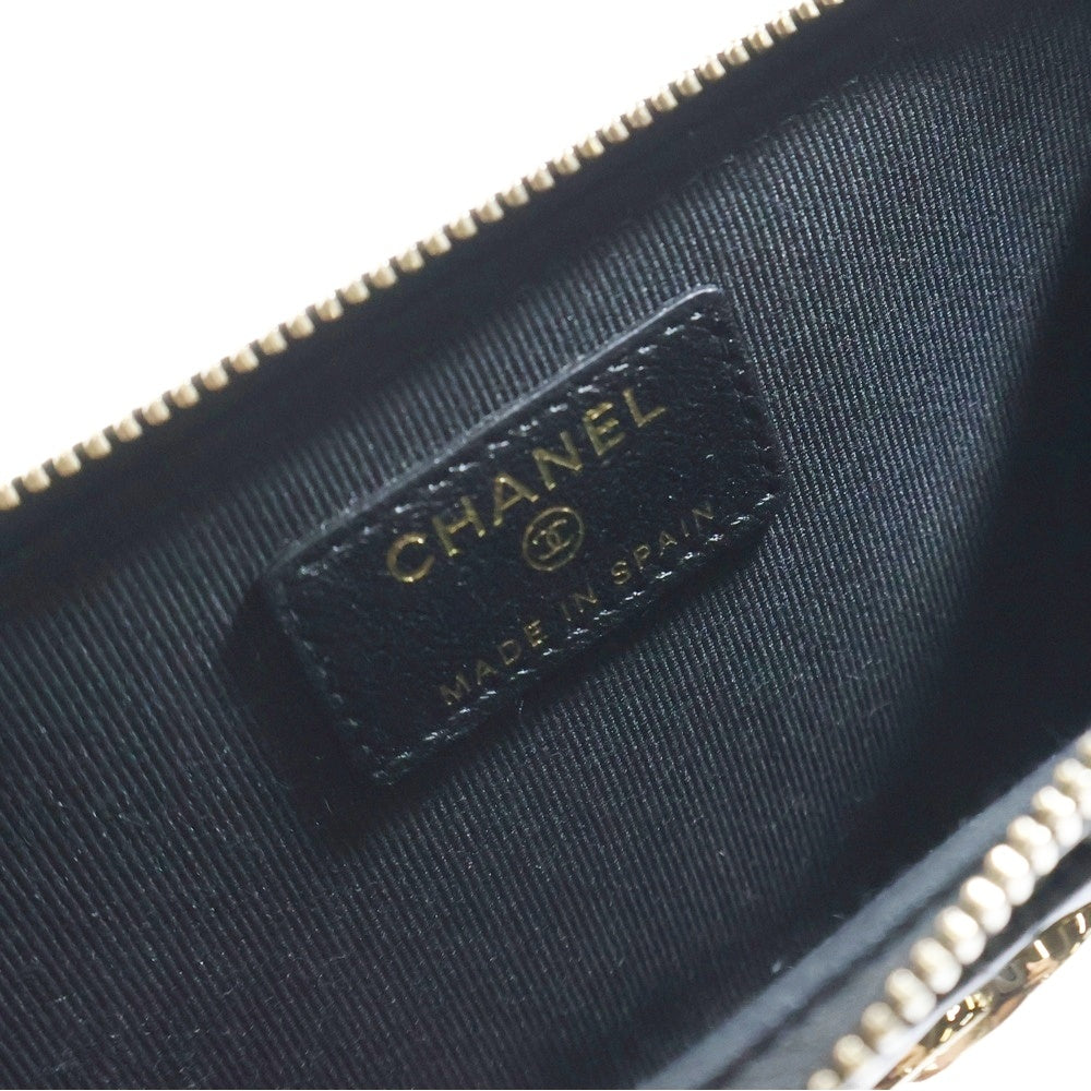 CHANEL(シャネル) マトラッセ ココマーク フラグメントケース カードケース 名刺入れ 小物入れ ブラック ゴールド金具 ラムスキン AP4344