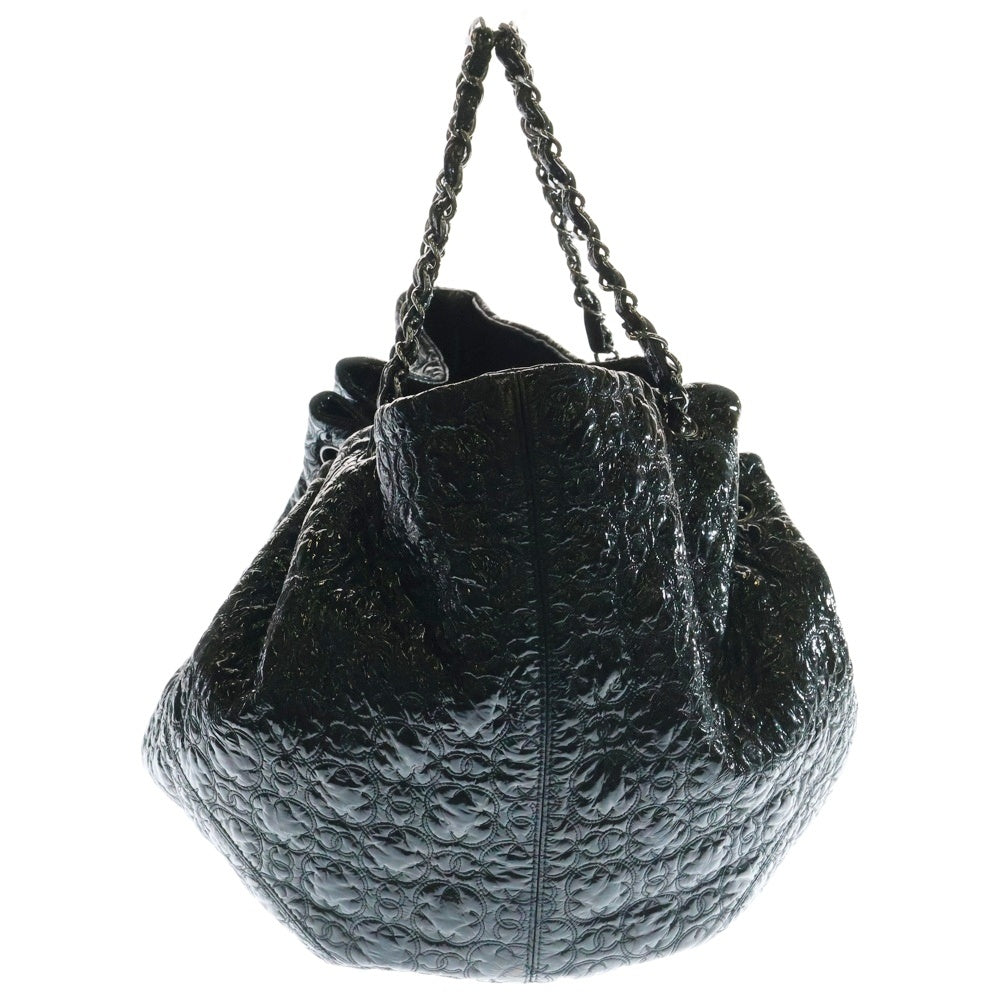 CHANEL(シャネル) カメリア チェーントートバッグ ハンドバッグ ブラック シルバー金具 レザー
