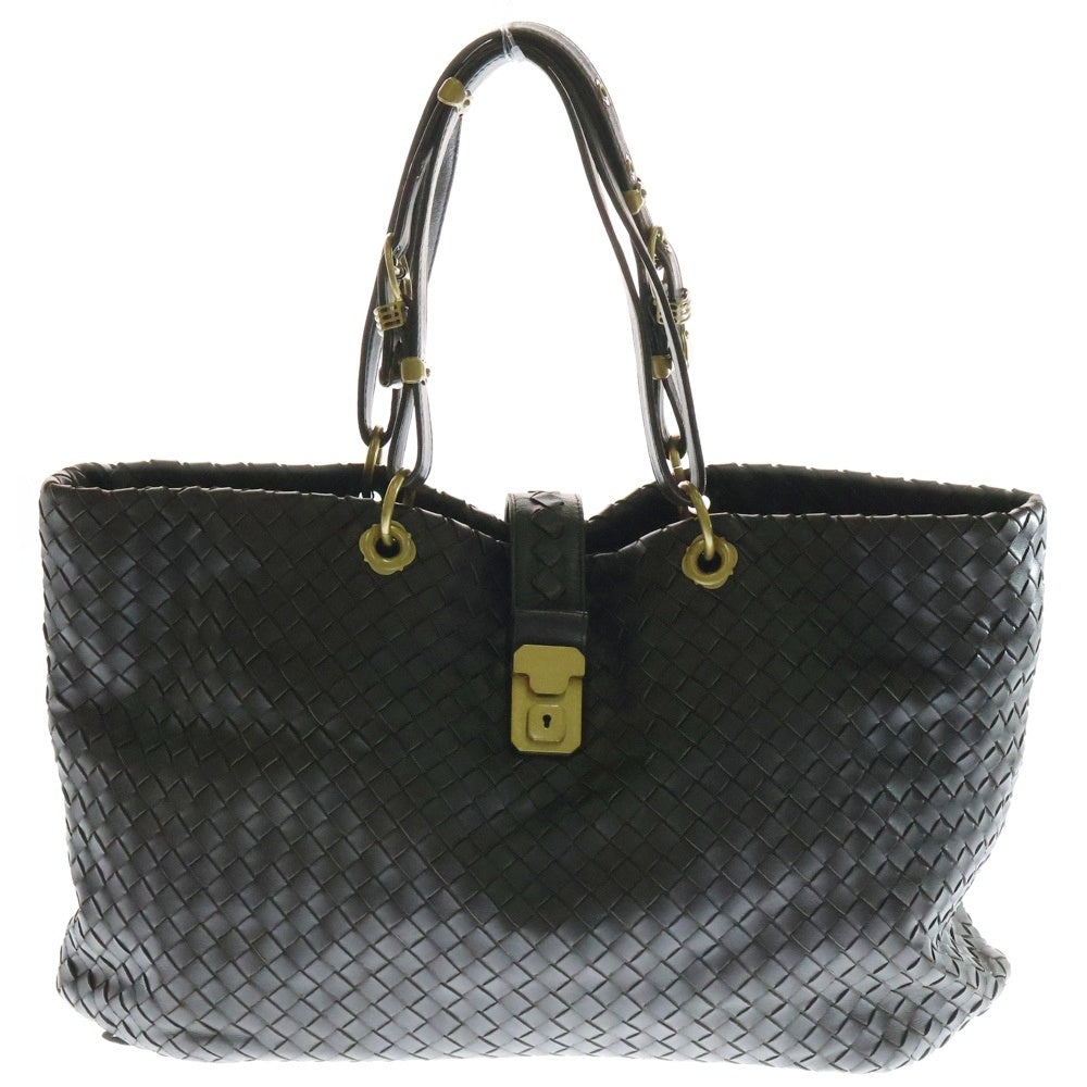 BOTTEGA VENETA(ボッテガヴェネタ) イントレチャート トートバッグ ハンドバッグ ゴールド金具 ブラウン レザー