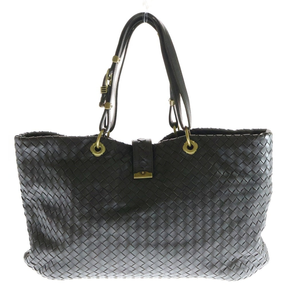 BOTTEGA VENETA(ボッテガヴェネタ) イントレチャート トートバッグ ハンドバッグ ゴールド金具 ブラウン レザー