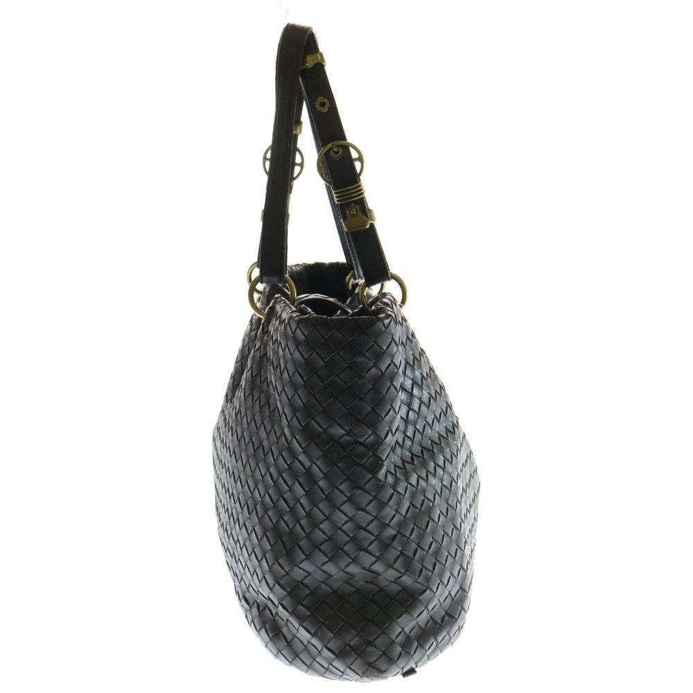 BOTTEGA VENETA(ボッテガヴェネタ) イントレチャート トートバッグ ハンドバッグ ゴールド金具 ブラウン レザー