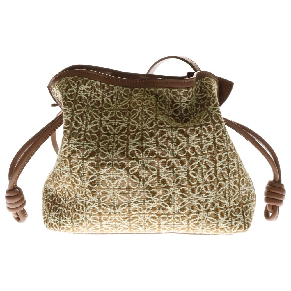 LOEWE(ロエベ) フラメンコ アナグラムロゴ キャンバス レザー ショルダーバッグ ゴールド金具 ブラウン