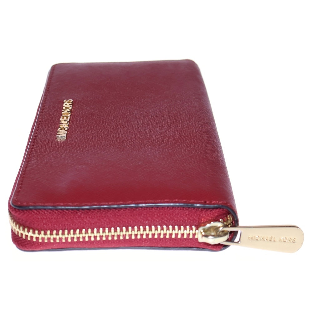 MICHAEL KORS(マイケルコース) ロゴ ラウンドファスナーレザーロングウォレット 長財布 レッド