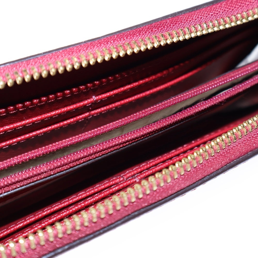 MICHAEL KORS(マイケルコース) ロゴ ラウンドファスナーレザーロングウォレット 長財布 レッド