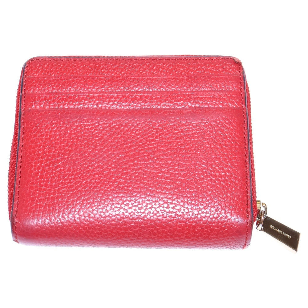 MICHAEL KORS(マイケルコース) ロゴ ラウンドファスナーレザーコンパクトウォレット 財布 レッド