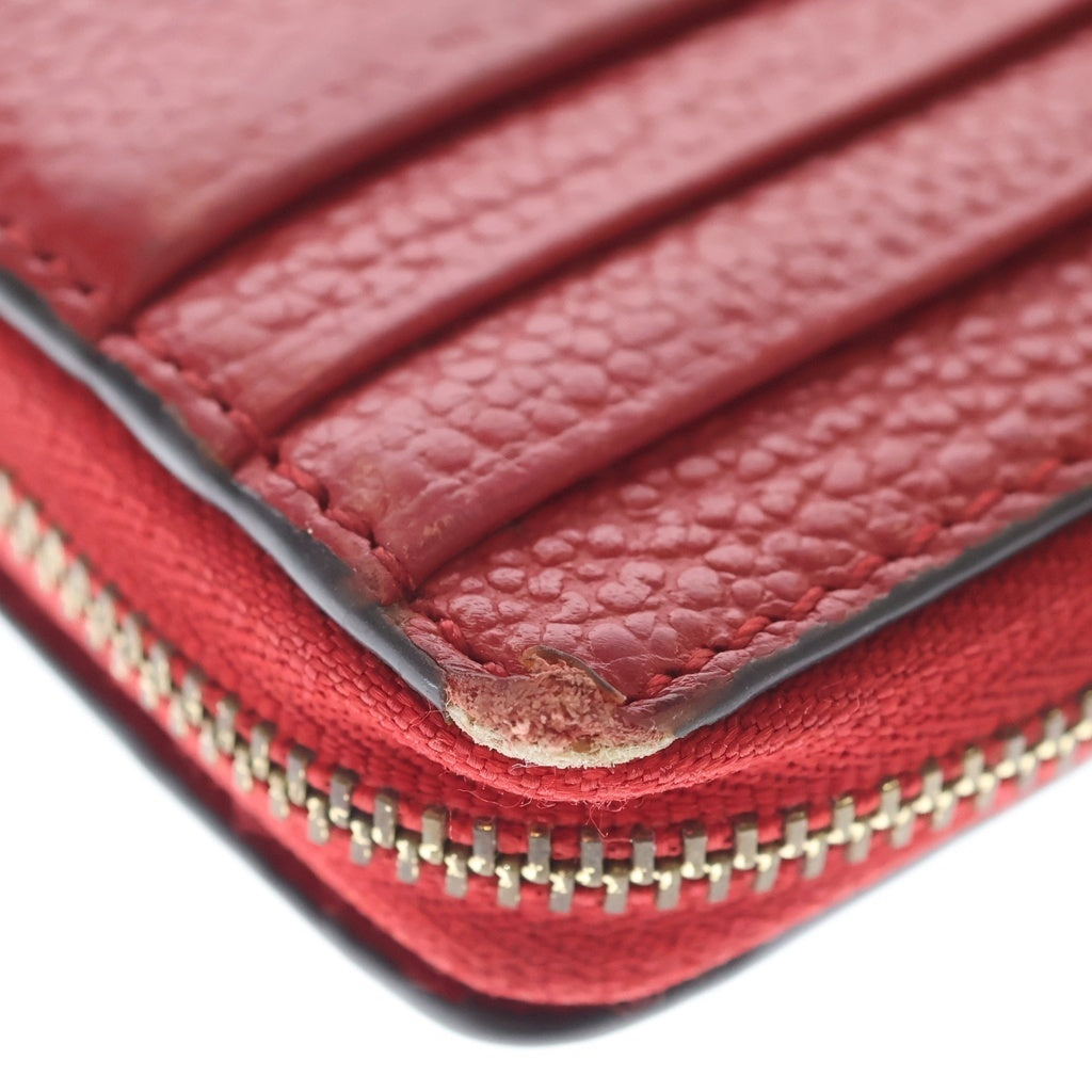 MICHAEL KORS(マイケルコース) ロゴ ラウンドファスナーレザーコンパクトウォレット 財布 レッド レディース