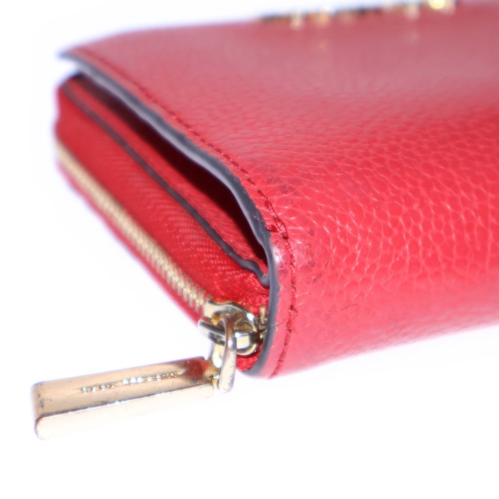 MICHAEL KORS(マイケルコース) ロゴ ラウンドファスナーレザーコンパクトウォレット 財布 レッド