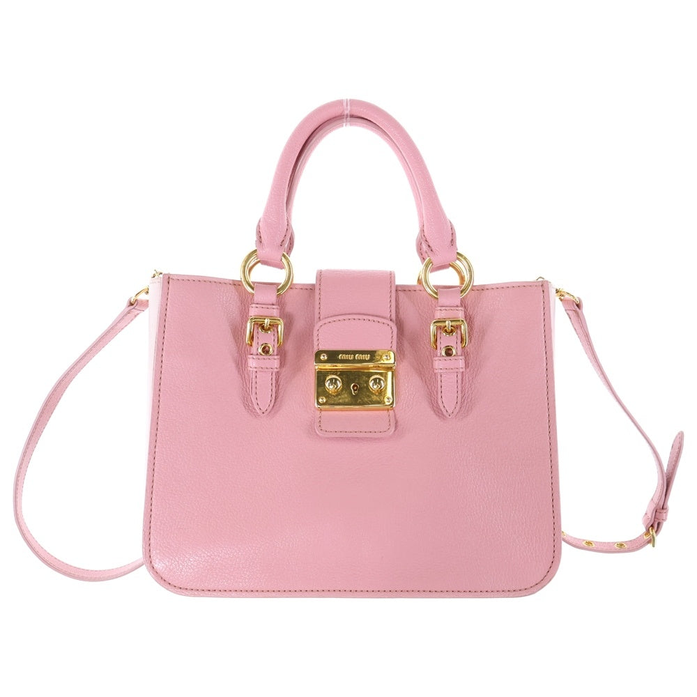 miumiu(ミュウミュウ) マドラス 2WAY ロゴレザーハンドバッグ ショルダーバッグ ピンク レディース