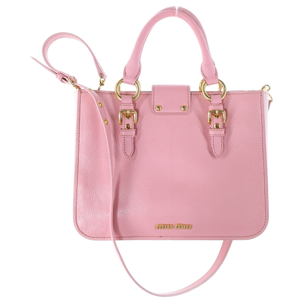 miumiu(ミュウミュウ) マドラス 2WAY ロゴレザーハンドバッグ ショルダーバッグ ピンク レディース