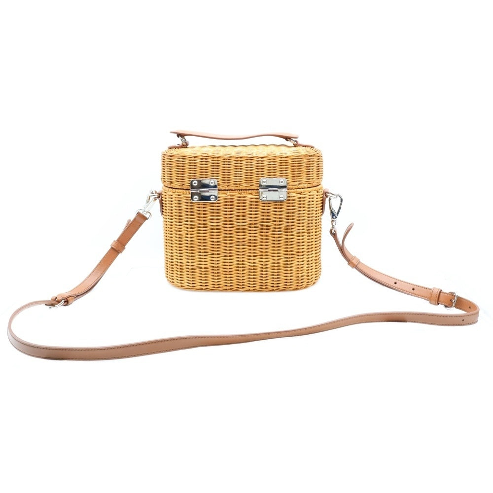 miumiu(ミュウミュウ) バニティバッグ カゴバッグ 2wayショルダーバッグ ブラウン ラフィア×レザー ストロー 5BH129 レディース