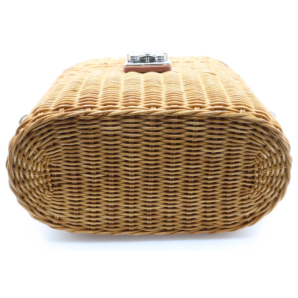 miumiu(ミュウミュウ) バニティバッグ カゴバッグ 2wayショルダーバッグ ブラウン ラフィア×レザー ストロー 5BH129 レディース