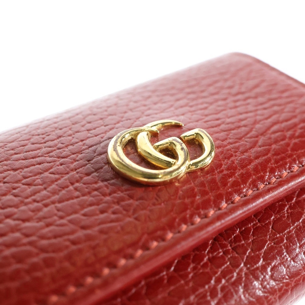 GUCCI(グッチ) GGマーモント レザー 6連キーケース キーホルダー ゴールド金具 レッド 456118
