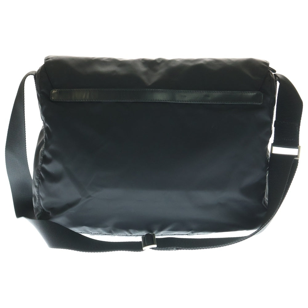 PRADA(プラダ) VELA トライアングルロゴ レザー切替ナイロンショルダーバッグ ブラック BT8994