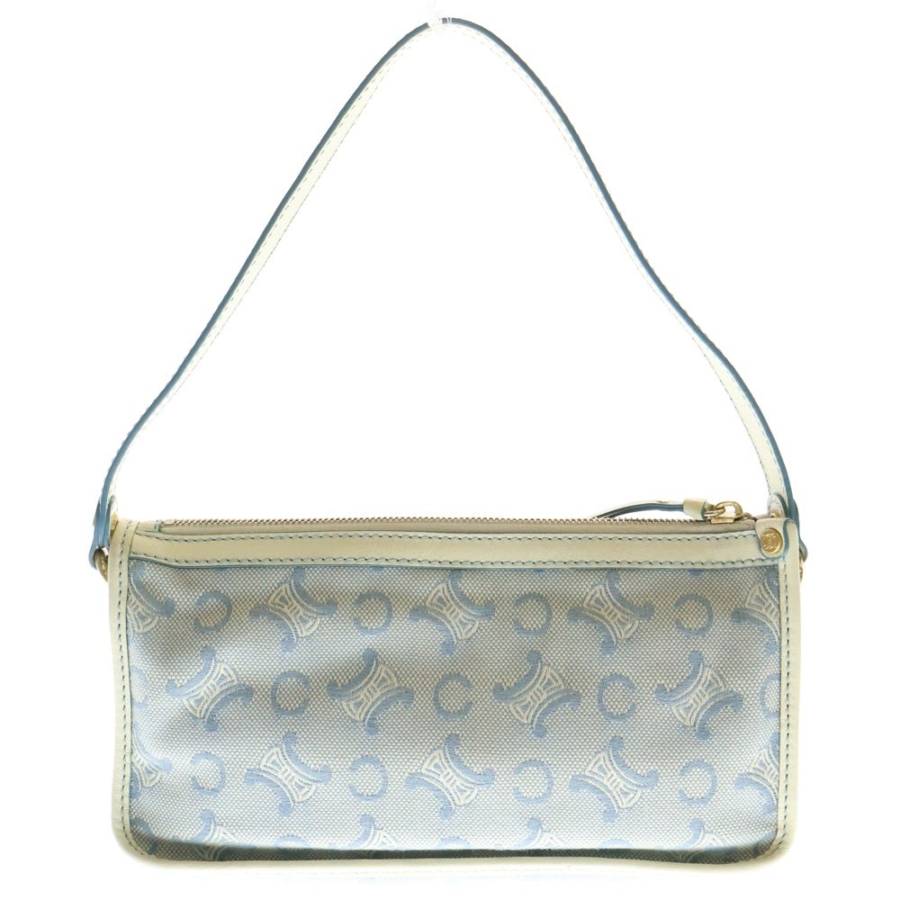 CELINE(セリーヌ) Cマカダム トリオンフ ショルダーバッグ ハンドバッグ ワンショルダーバッグ ホワイト×ライトブルー キャンバス×レザー ゴールド金具