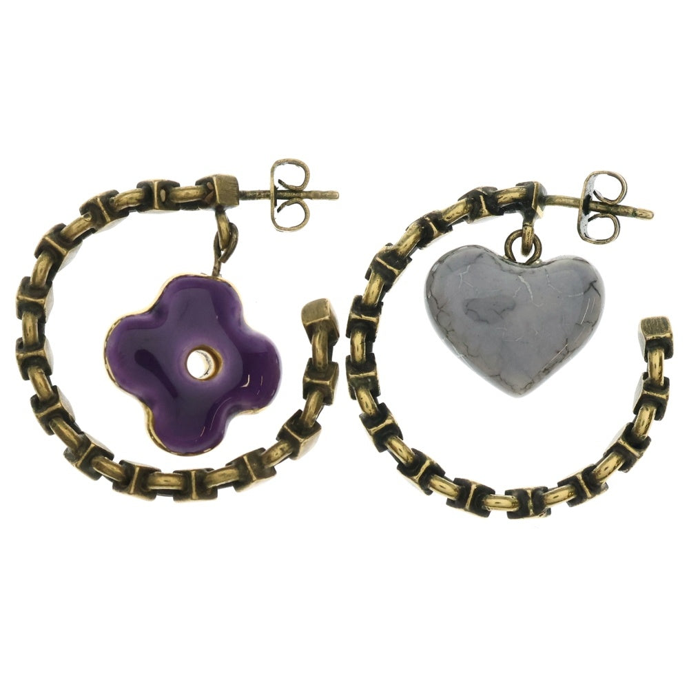 LOUIS VUITTON(ルイヴィトン) クレオール フープピアス ストーン イヤーアクセサリー ゴールド×パープル